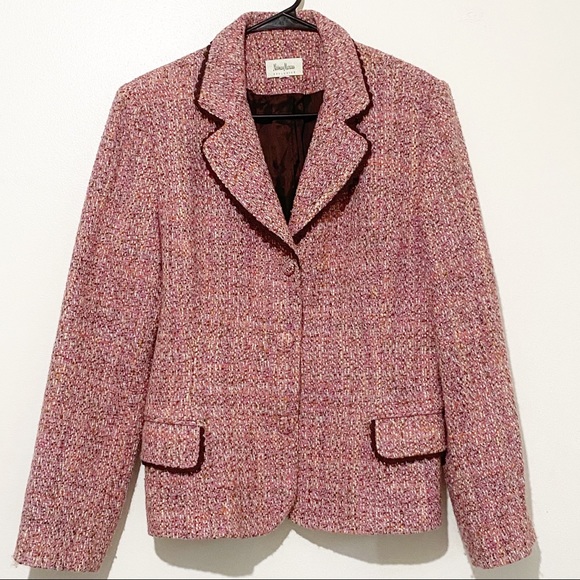 Neiman Marcus gingham single breasted blazer - Picture 1 of 10